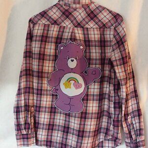 Care Bear upcycled recycled Flannel Shirt